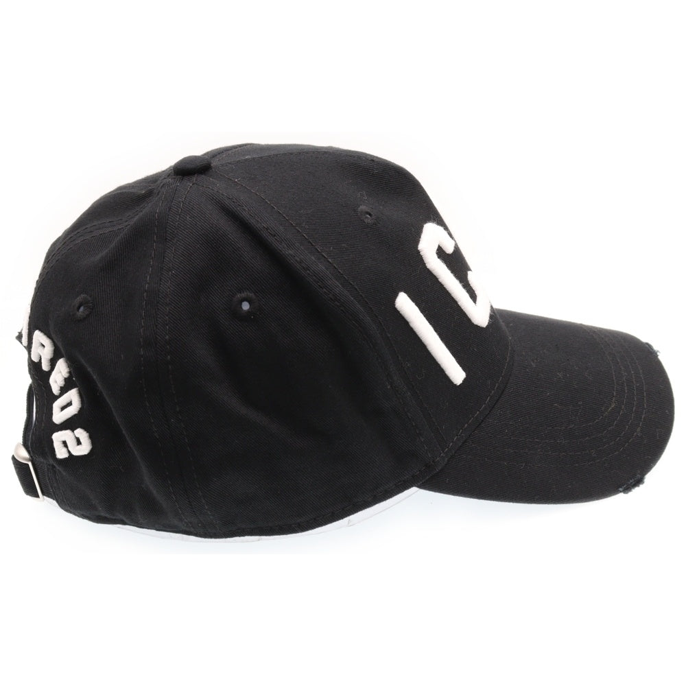 DSQUARED2(ディースクエアード) ICON ダメージ加工ロゴキャップ ブラック