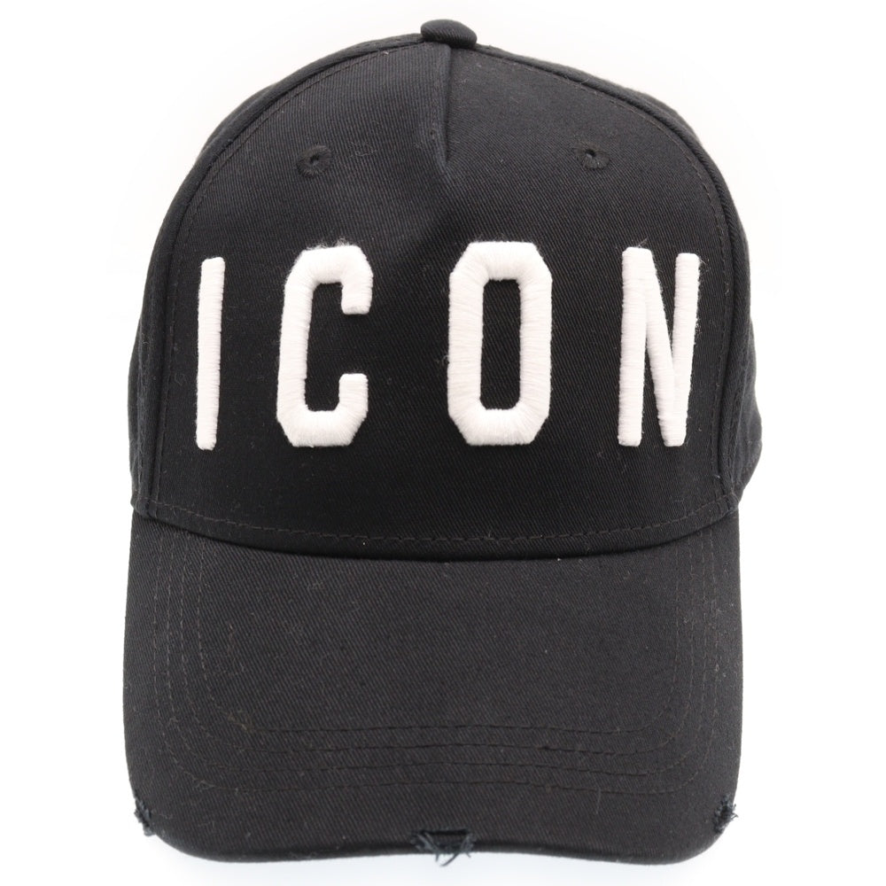 DSQUARED2(ディースクエアード) ICON ダメージ加工ロゴキャップ ブラック