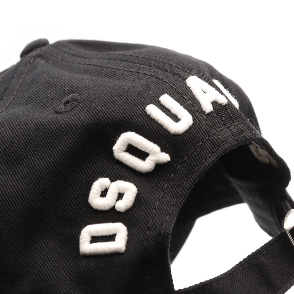 DSQUARED2(ディースクエアード) ICON ダメージ加工ロゴキャップ ブラック