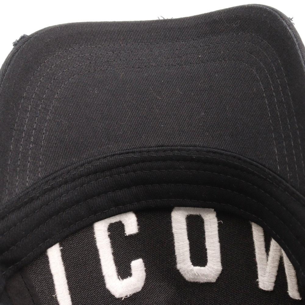 DSQUARED2(ディースクエアード) ICON ダメージ加工ロゴキャップ ブラック
