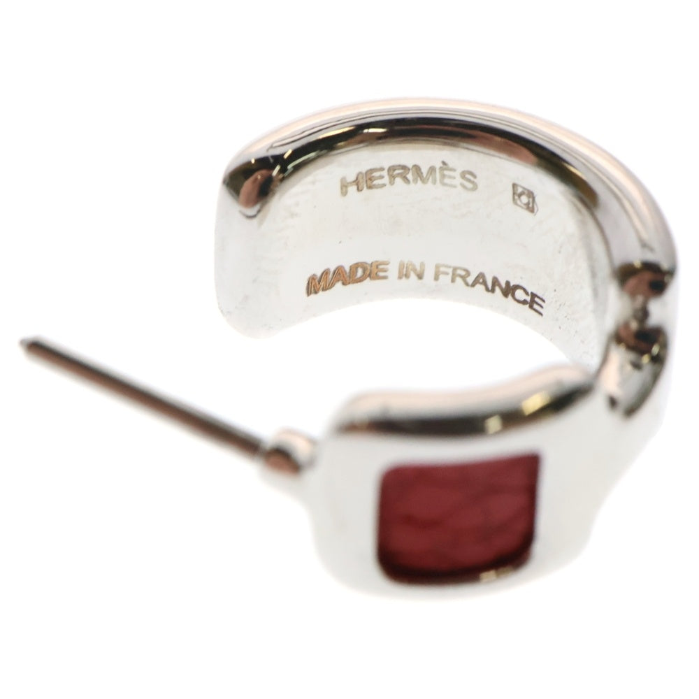 HERMES(エルメス) オランプPMピアス レディース ルージュ/シルバー レッド系 2個セット