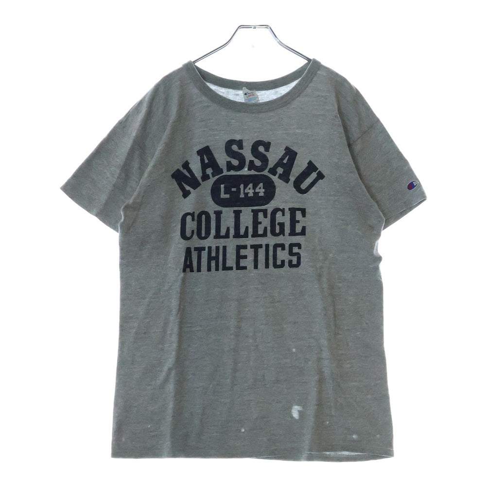 CHAMPION(チャンピオン) 80's NASSAU COLLEGE ATHLETICS トリコタグ 4段染み込みプリント 半袖Tシャツ カットソー グレー