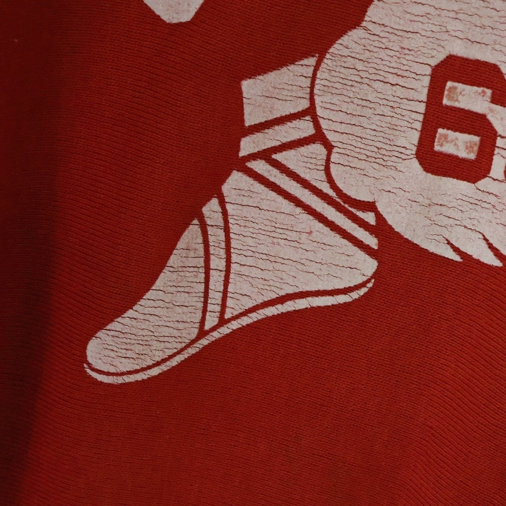 CHAMPION(チャンピオン) 70's REVERSE WEAVE GLEN ROCK ウイングフットプリント 半袖Tシャツ 袖カットオフ 赤単色タグ レッド