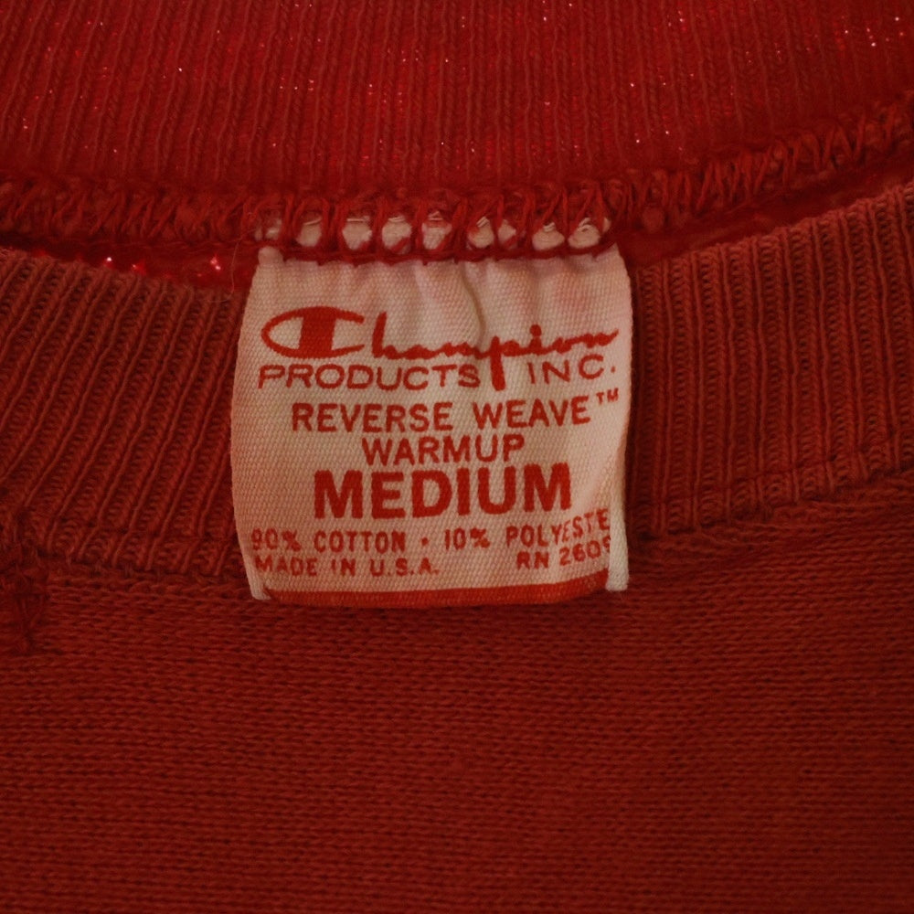 CHAMPION(チャンピオン) 70's REVERSE WEAVE GLEN ROCK ウイングフットプリント 半袖Tシャツ 袖カットオフ 赤単色タグ レッド