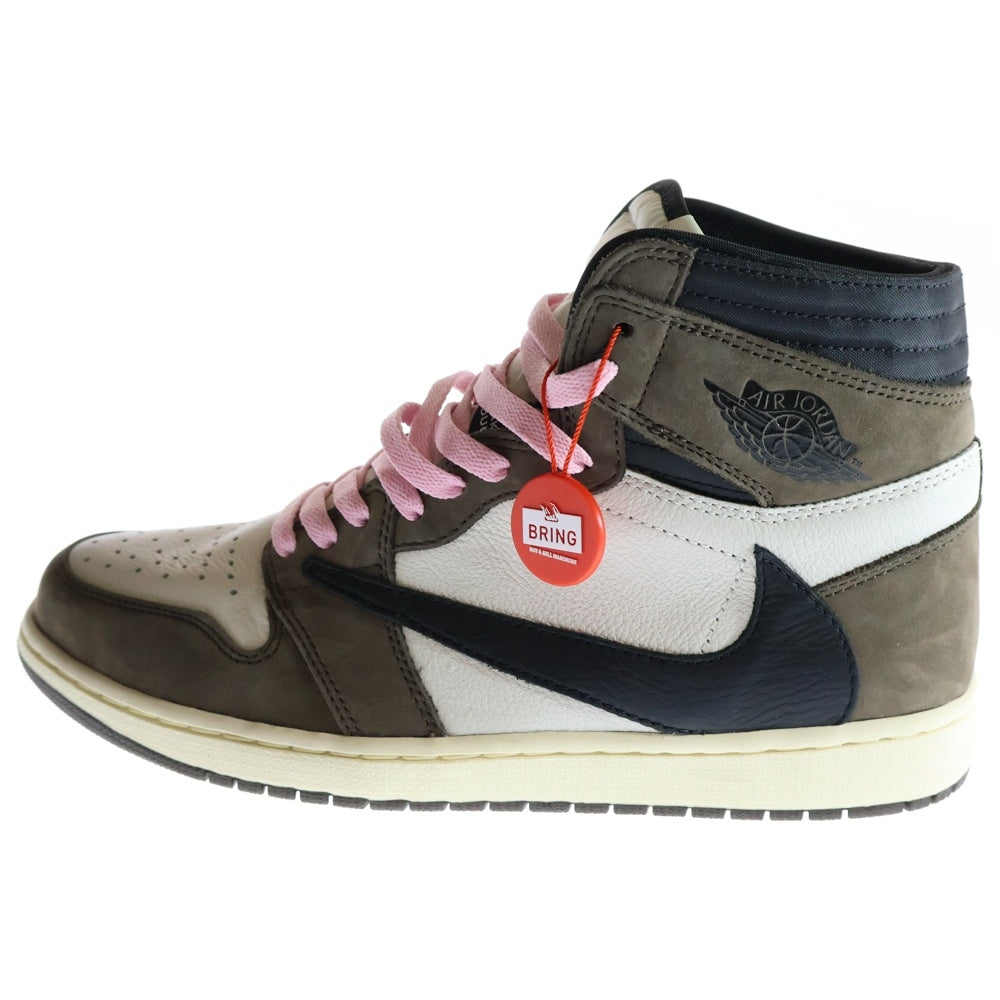 NIKE(ナイキ) ×TRAVIS SCOTT AIR JORDAN 1 HIGH OG TS SP CD4487-100 トラヴィススコット エアジョーダン1 ハイカットスニーカー ブラウン/ホワイト US10.5/28.5cm