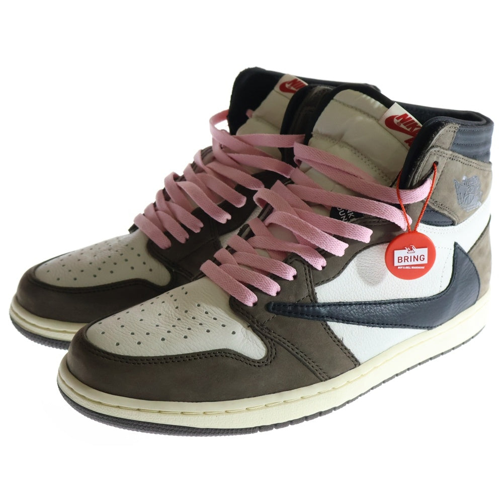 NIKE(ナイキ) ×TRAVIS SCOTT AIR JORDAN 1 HIGH OG TS SP CD4487-100 トラヴィススコット エアジョーダン1 ハイカットスニーカー ブラウン/ホワイト US10.5/28.5cm
