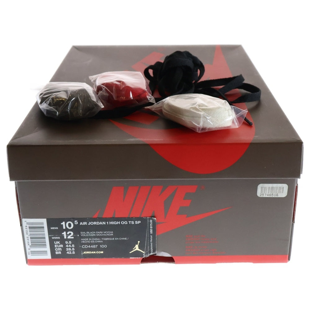 NIKE(ナイキ) ×TRAVIS SCOTT AIR JORDAN 1 HIGH OG TS SP CD4487-100 トラヴィススコット エアジョーダン1 ハイカットスニーカー ブラウン/ホワイト US10.5/28.5cm