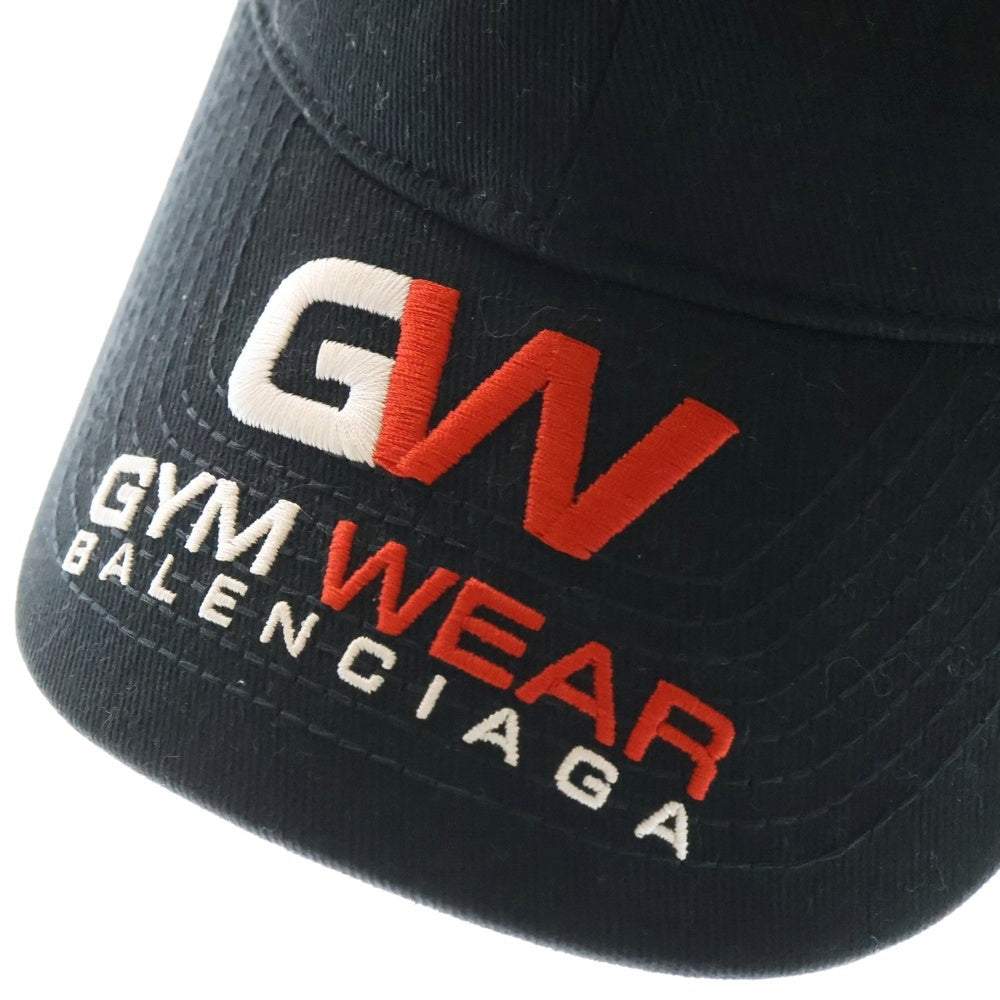BALENCIAGA(バレンシアガ) GYM WEARキャップ 帽子 ブラック/レッド 刺繍 コットン 623903