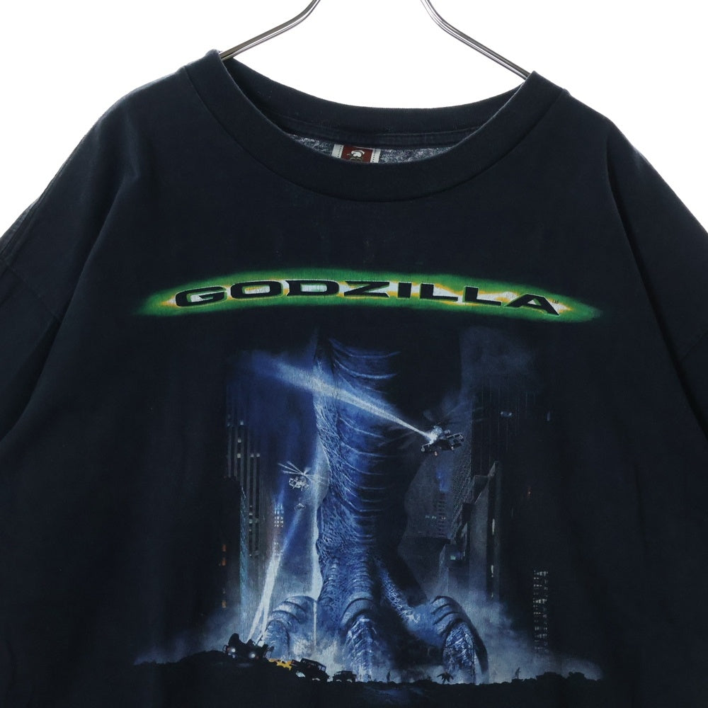 VINTAGE(ヴィンテージ) 90's GODZILLA GUESS WHO'S COMING TO TOWN ゴジラ プリント半袖Tシャツ カットソー ブラック
