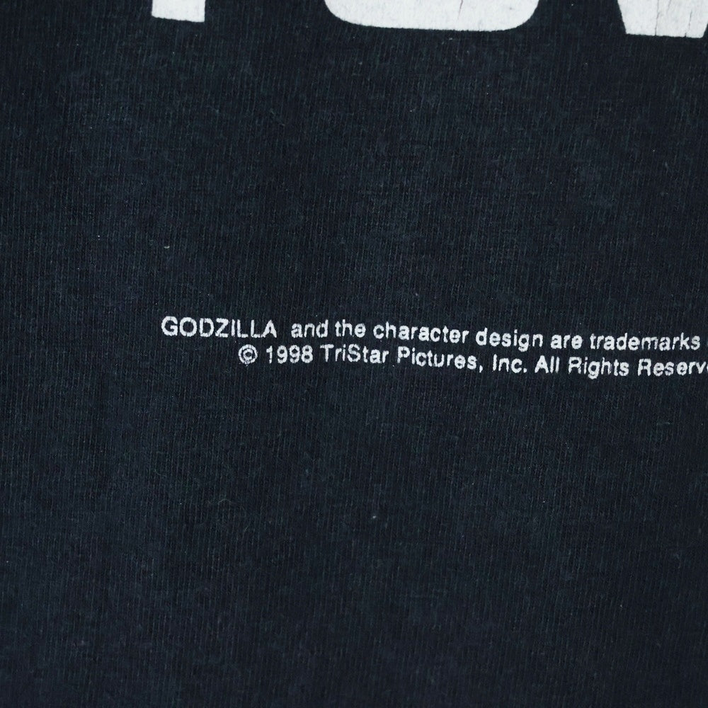 VINTAGE(ヴィンテージ) 90's GODZILLA GUESS WHO'S COMING TO TOWN ゴジラ プリント半袖Tシャツ カットソー ブラック