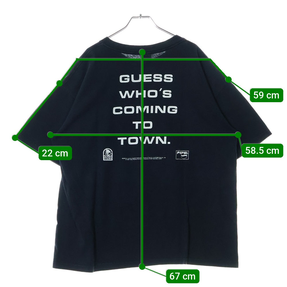 VINTAGE(ヴィンテージ) 90's GODZILLA GUESS WHO'S COMING TO TOWN ゴジラ プリント半袖Tシャツ カットソー ブラック