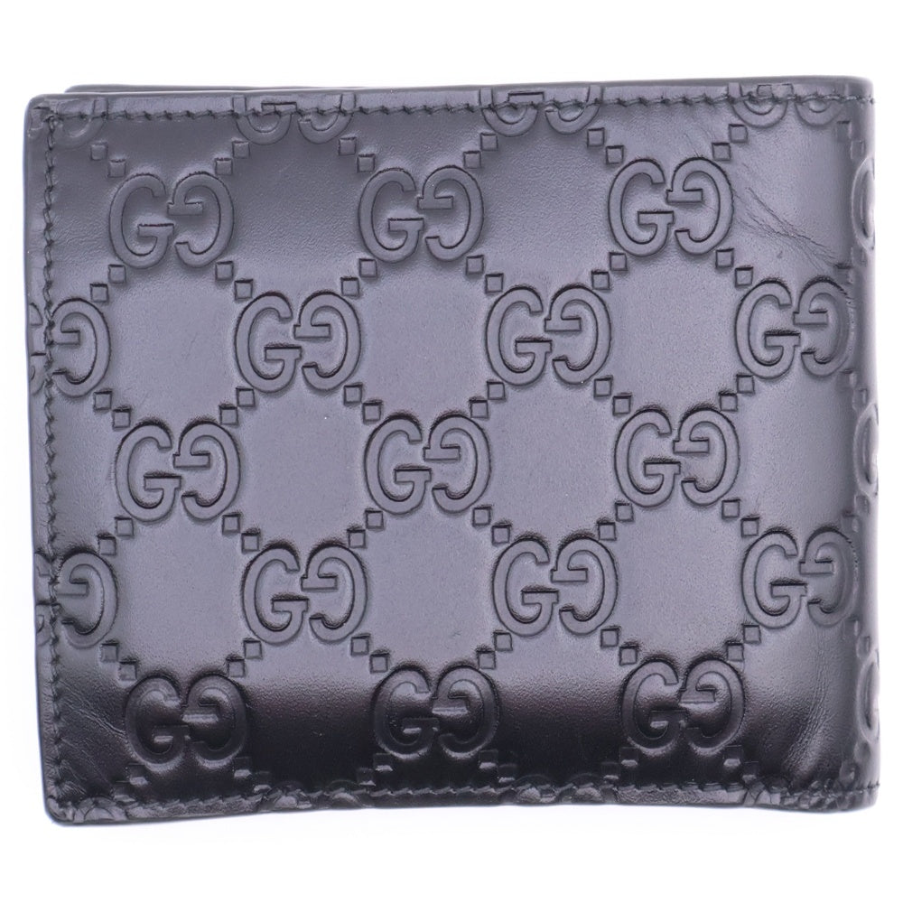 GUCCI(グッチ) グッチシマ 2つ折り財布 コンパクトウォレット ブラック レザー 473922