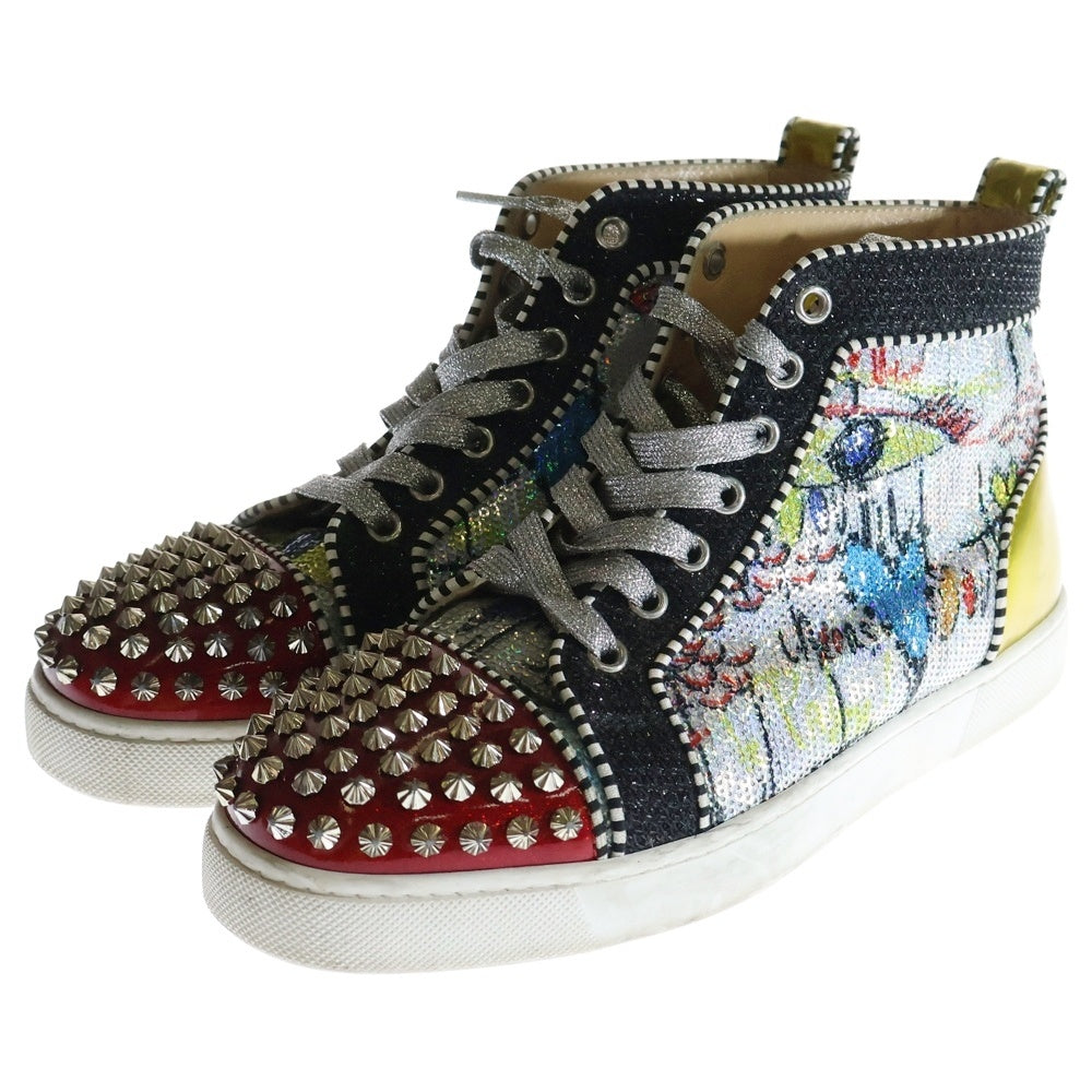 CHRISTIAN LOUBOUTIN(クリスチャンルブタン) LOU SPIKES WOMAN ORLATO FLAT FLASH ウィメンズ スパイクスタッズ ハイカットスニーカー