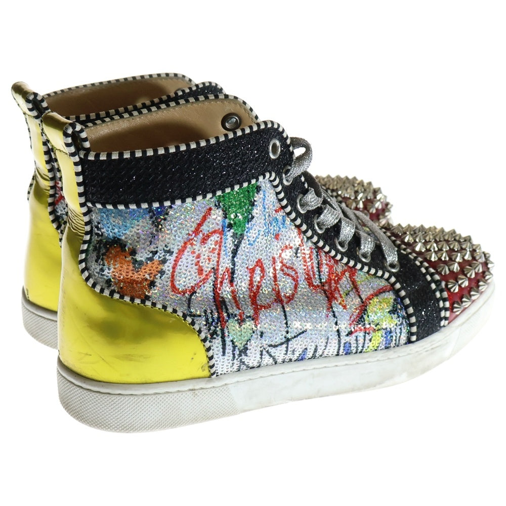CHRISTIAN LOUBOUTIN(クリスチャンルブタン) LOU SPIKES WOMAN ORLATO FLAT FLASH ウィメンズ スパイクスタッズ ハイカットスニーカー