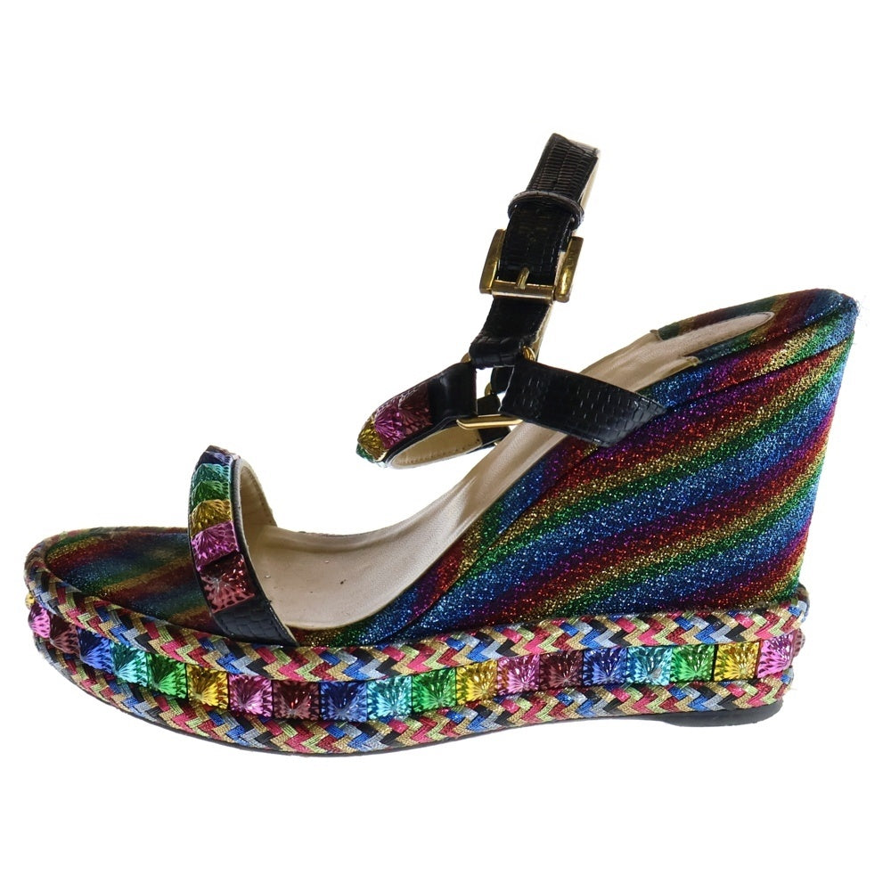 CHRISTIAN LOUBOUTIN(クリスチャンルブタン) PYRACLOU ピラクロウ スタッズストラップ ウェッジソールサンダル レインボー