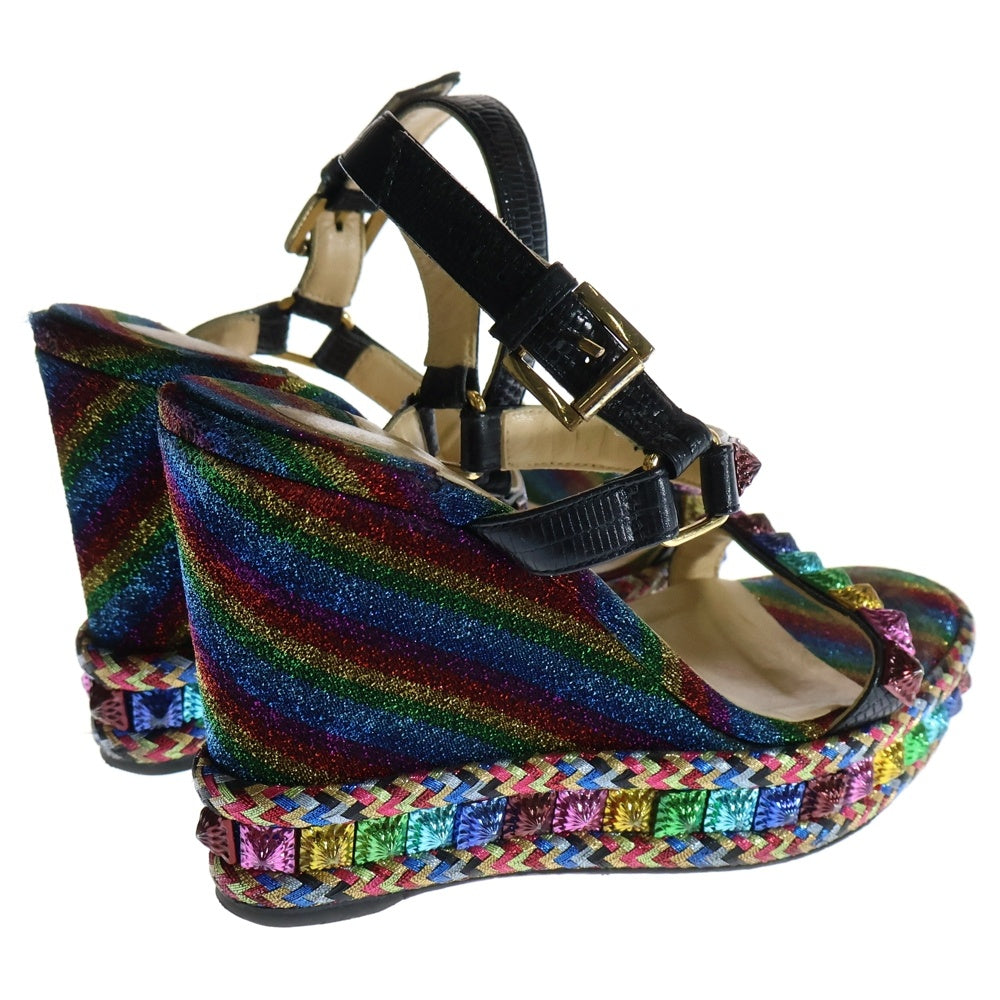 CHRISTIAN LOUBOUTIN(クリスチャンルブタン) PYRACLOU ピラクロウ スタッズストラップ ウェッジソールサンダル レインボー
