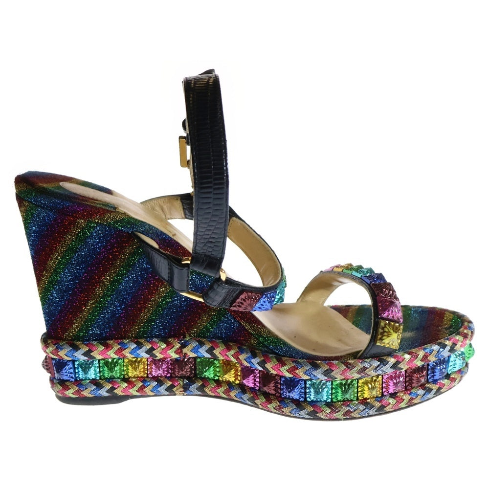 CHRISTIAN LOUBOUTIN(クリスチャンルブタン) PYRACLOU ピラクロウ スタッズストラップ ウェッジソールサンダル レインボー