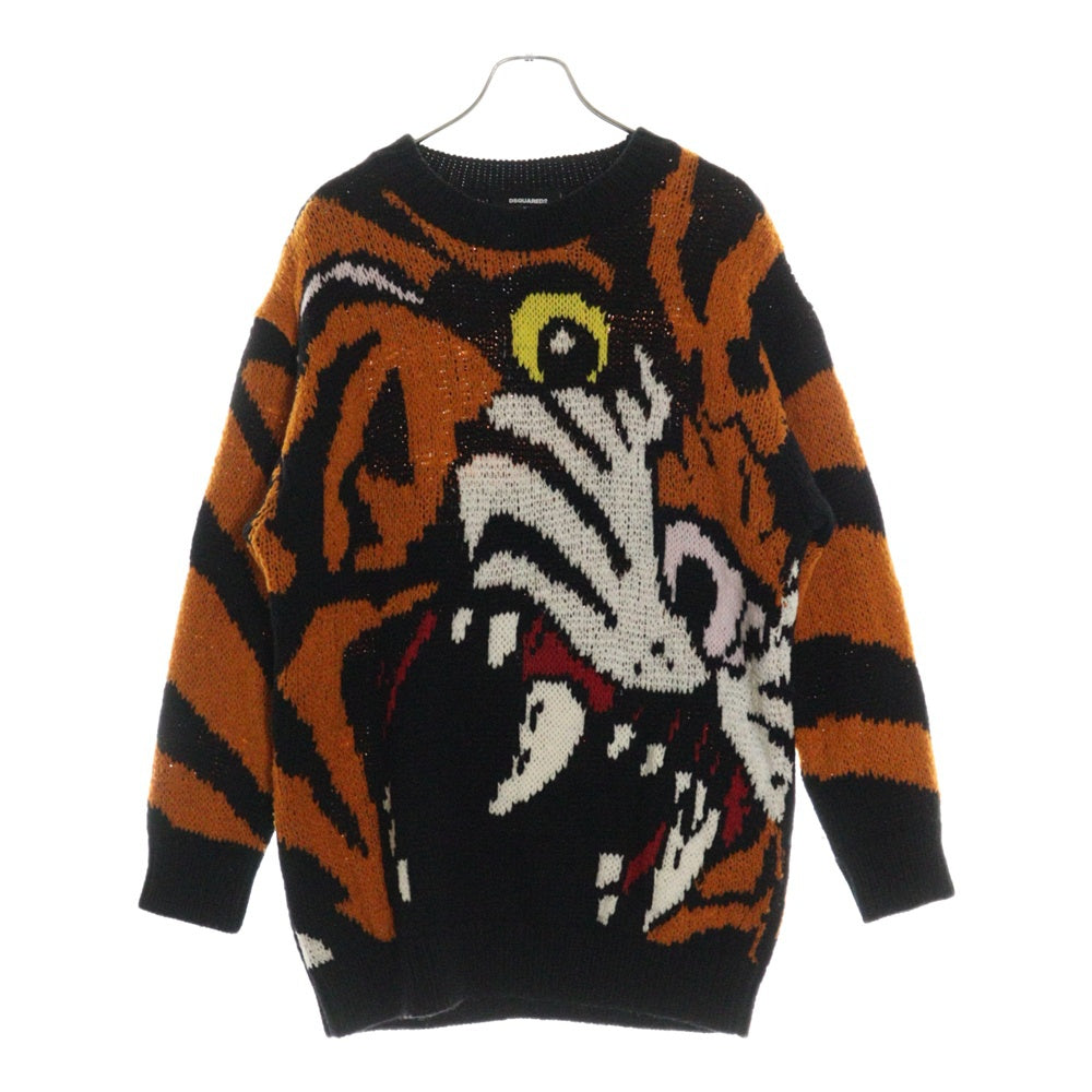 DSQUARED2(ディースクエアード) 21AW タイガーデザイン オーバーサイズニットセーター オレンジ レディース S75HA1061 S17778