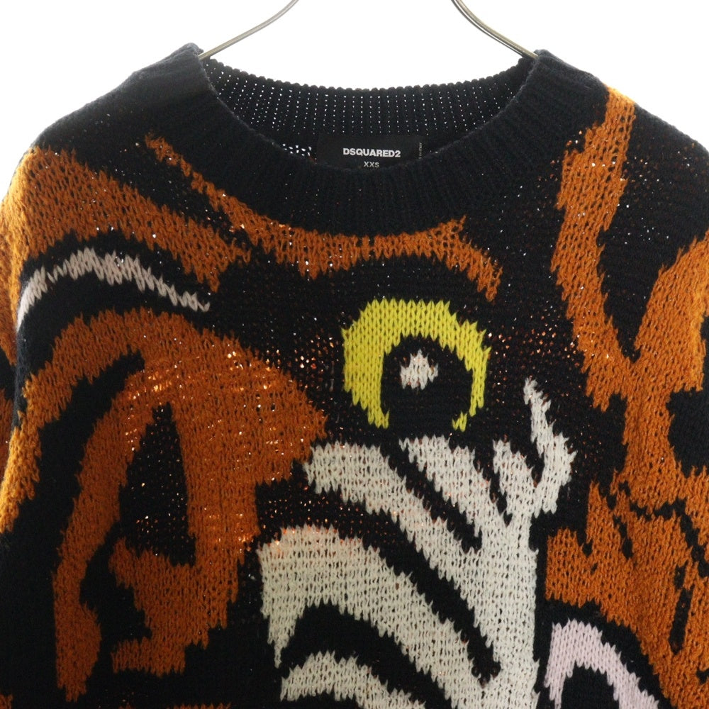 DSQUARED2(ディースクエアード) 21AW タイガーデザイン オーバーサイズニットセーター オレンジ レディース S75HA1061 S17778