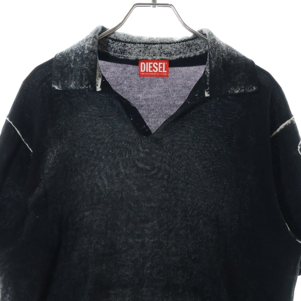 DIESEL(ディーゼル) K-LORENZO-SS Reverse Print Short Sleeve Polo Jumper 半袖ポロシャツ ブラック A181270BEAR