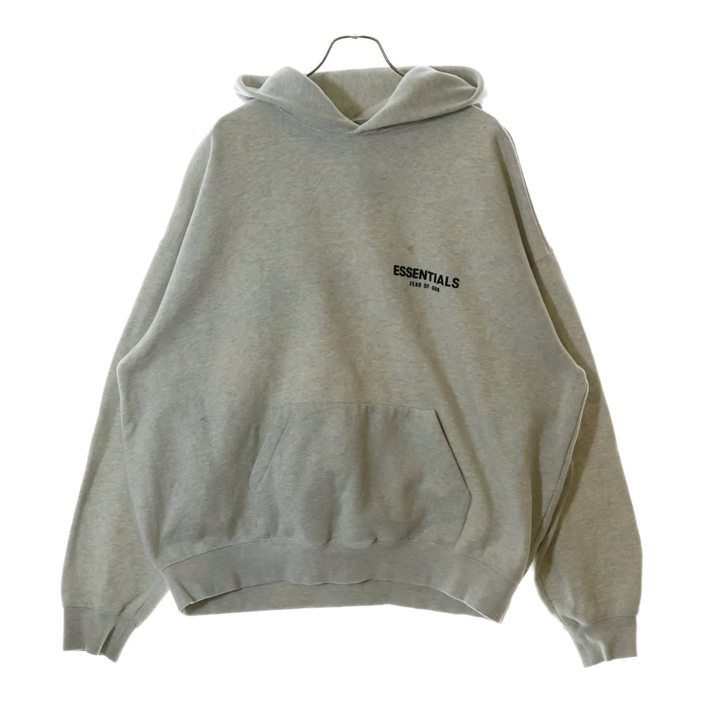 ESSENTIALS FEAR OF GOD(エッセンシャル フィアオブゴッド) Flocky Back Logo Sweat Pullover Parka フロッキーバックロゴプリントスウェットプルオーバーパーカー グレー