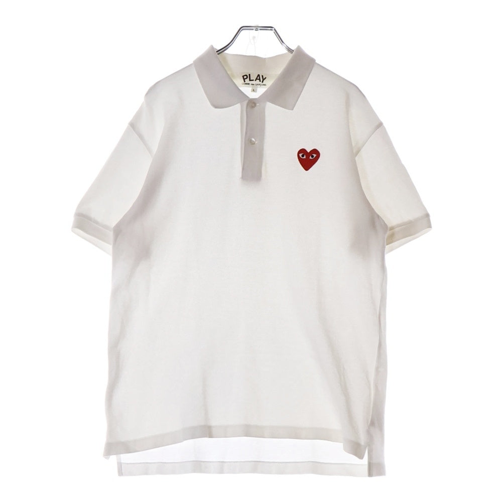 PLAY COMME des GARCONS(プレイコムデギャルソン) Red Heart Polo Shirt レッドハート ポロシャツ カットソー ホワイト AZ-T006