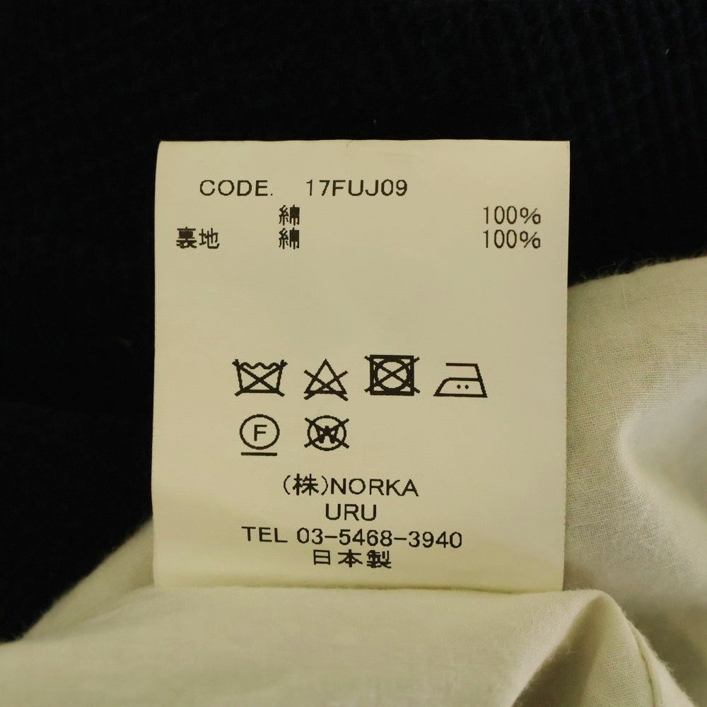URU(ウル) 17AW コットンテーラードジャケット ネイビー 17FUJ09