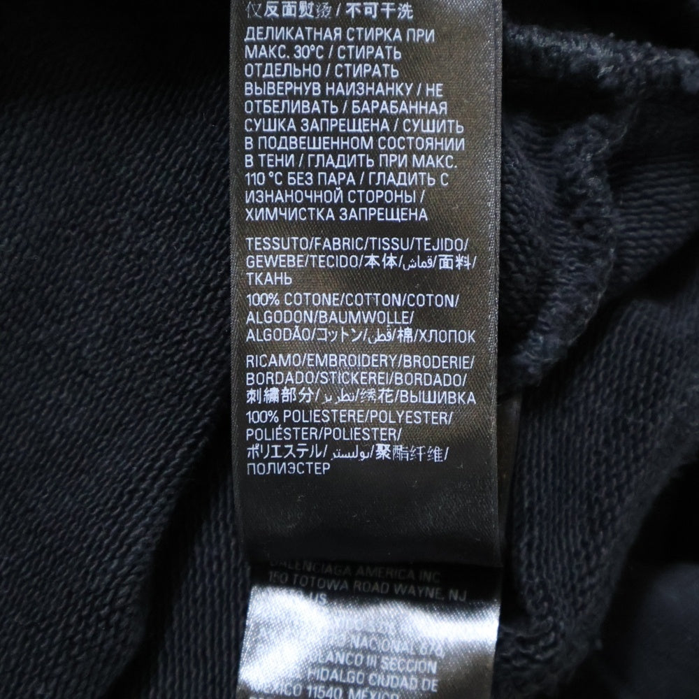 BALENCIAGA(バレンシアガ) 23SS ミディアムフィットフーディー フードロゴ刺繍 オーバーサイズプルオーバーパーカー ブラック 725565