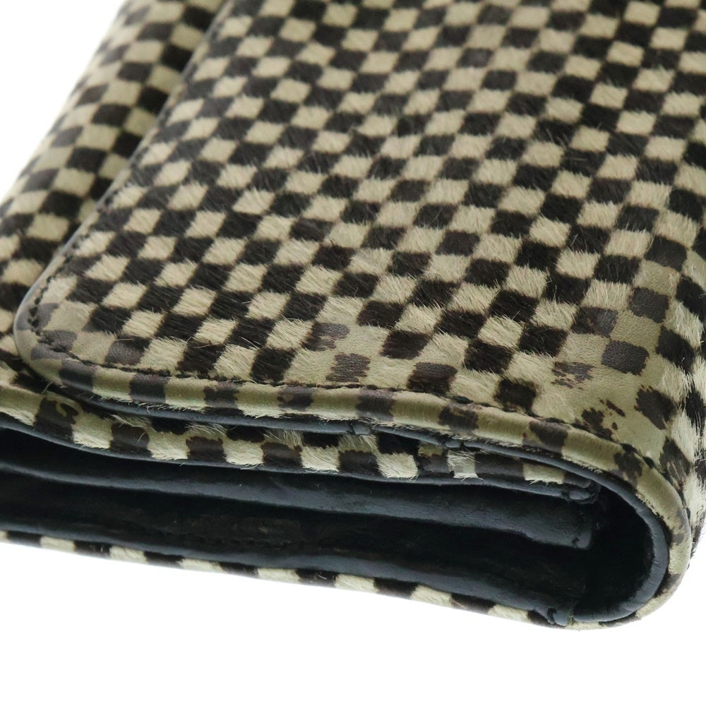 CHROME HEARTS(クロムハーツ) JUDY CROSS BALL ジュディ クロス ボール ボタン ハラコ チェック レザーウォレット 長財布 ブラック/ホワイト