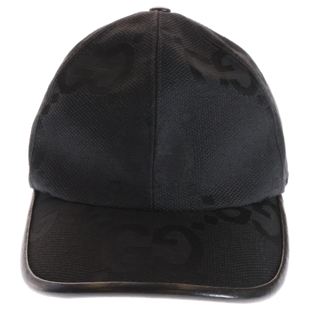 GUCCI(グッチ) ジャンボGGロゴ コットン ベースボールキャップ 帽子 ブラック 727562 4HAVS