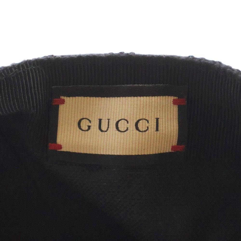 GUCCI(グッチ) ジャンボGGロゴ コットン ベースボールキャップ 帽子 ブラック 727562 4HAVS