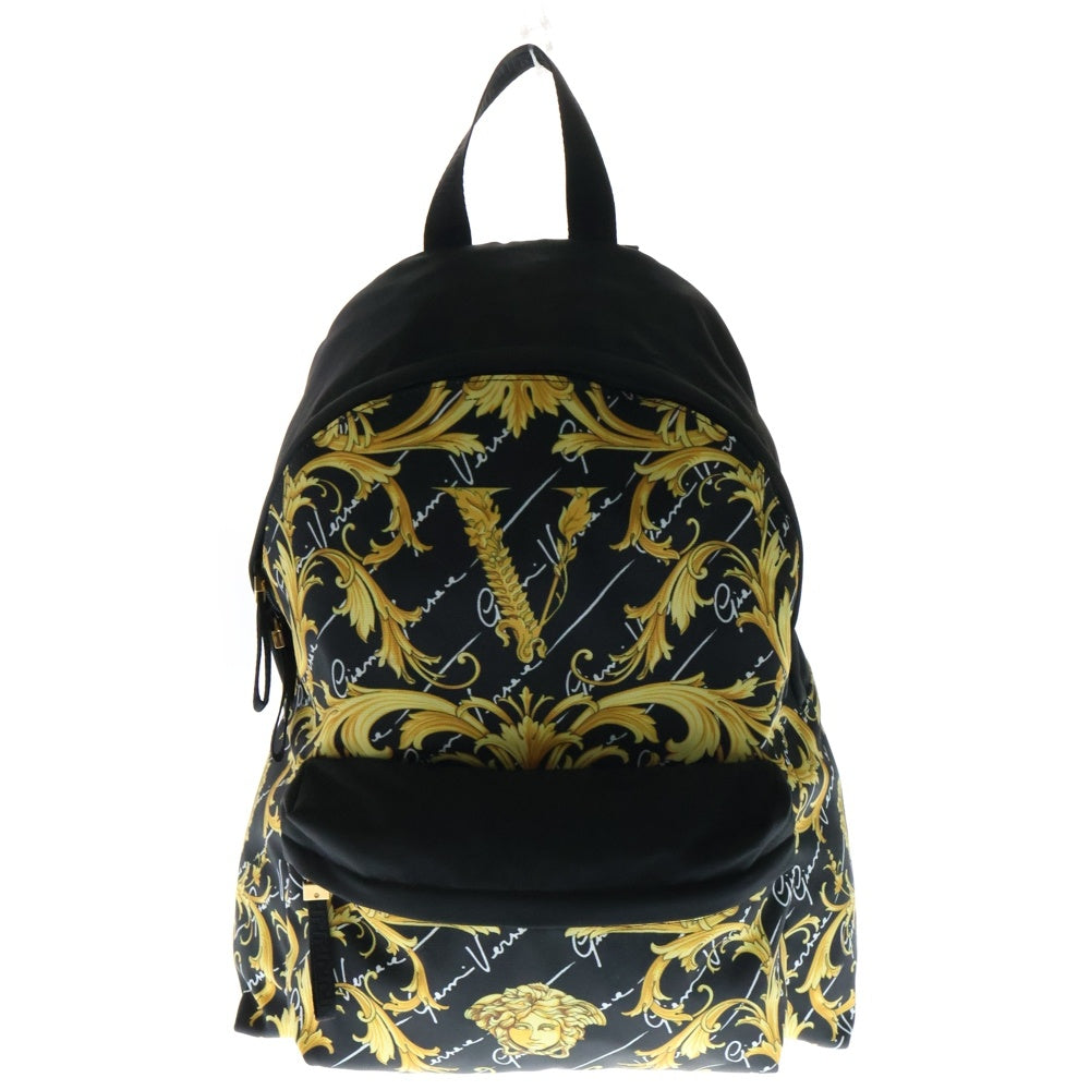 VERSACE(ヴェルサーチ) 総柄ロゴ/メデューサロゴ バックパック ブラック/ゴールド 1002886