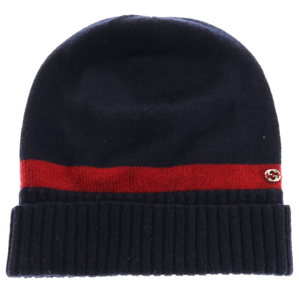 GUCCI(グッチ) GGメタルロゴ ウールキャップ ニット帽 ブラック 494598 4G206