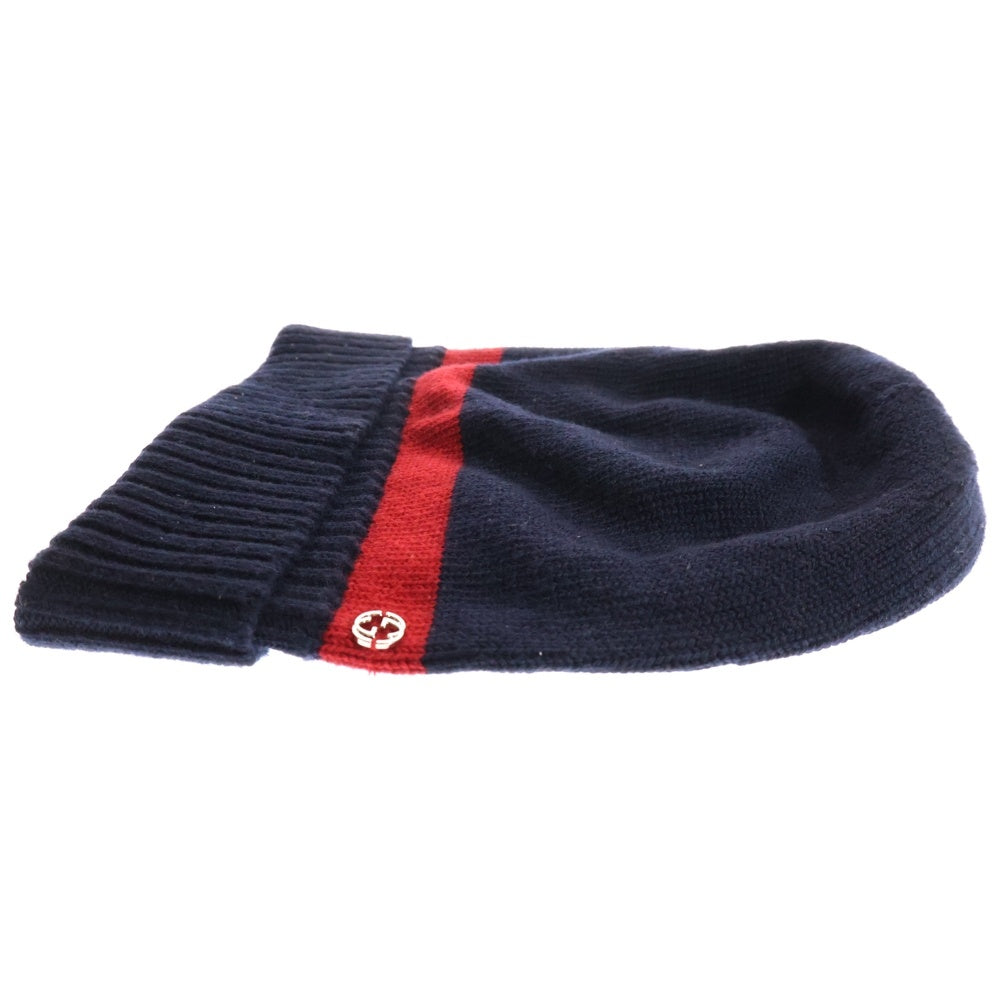 GUCCI(グッチ) GGメタルロゴ ウールキャップ ニット帽 ブラック 494598 4G206