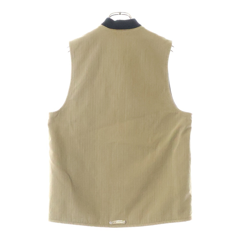 CHROME HEARTS(クロムハーツ) VEST-M-HOMER ヘリンボーン 中綿キルティング ダガージップアップベスト ベージュ ※国内レシート付き