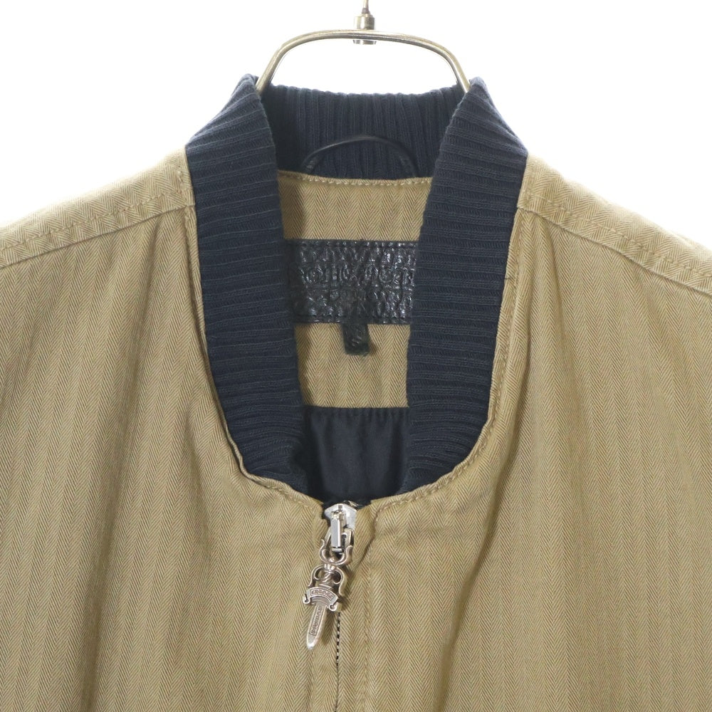CHROME HEARTS(クロムハーツ) VEST-M-HOMER ヘリンボーン 中綿キルティング ダガージップアップベスト ベージュ ※国内レシート付き