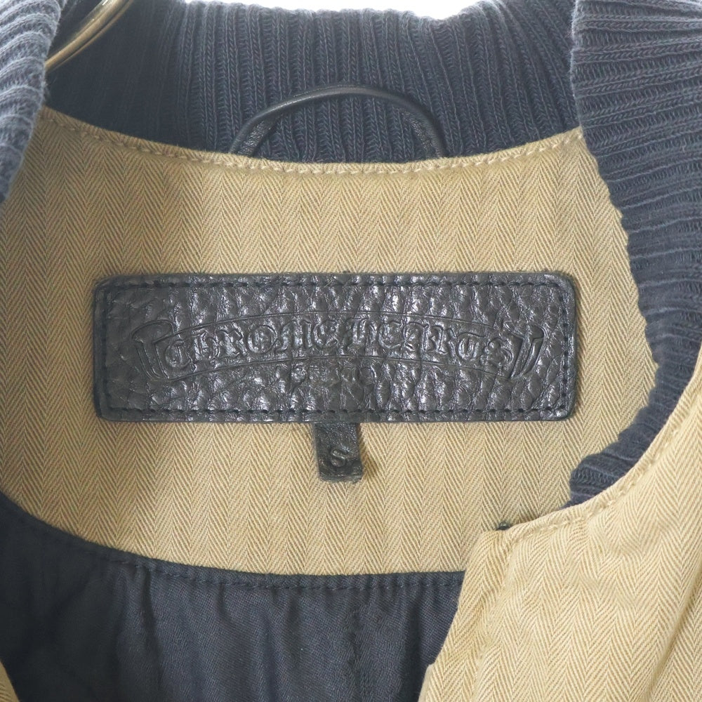 CHROME HEARTS(クロムハーツ) VEST-M-HOMER ヘリンボーン 中綿キルティング ダガージップアップベスト ベージュ ※国内レシート付き