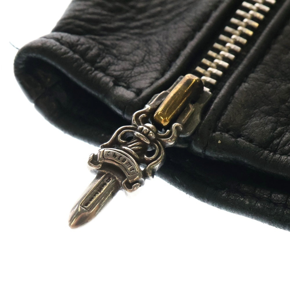 CHROME HEARTS(クロムハーツ) DGR ZIP GROVE ダガージップ レザーグローブ ブラック
