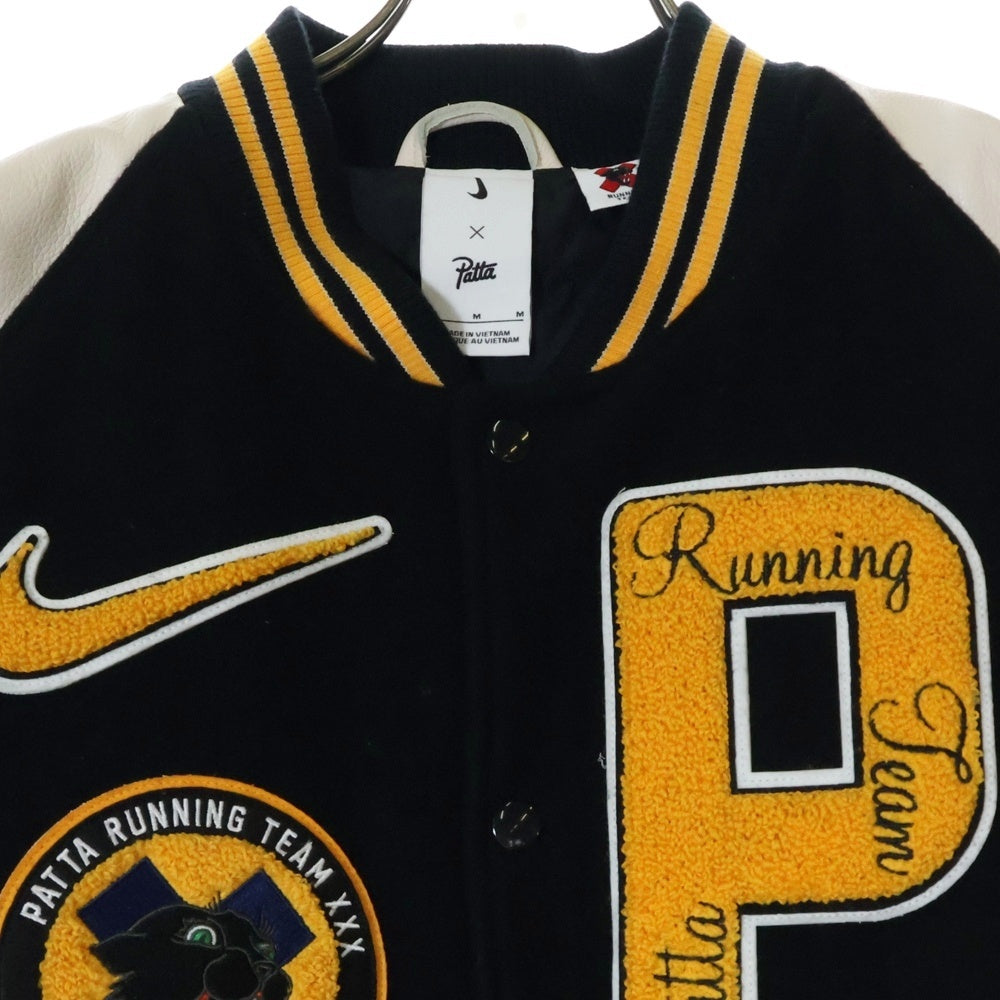 NIKE(ナイキ) ×PATTA VARSITY JACKET パタ バーシティジャケット スタジャン FJ3107-010 ブラック/ホワイト/イエロー