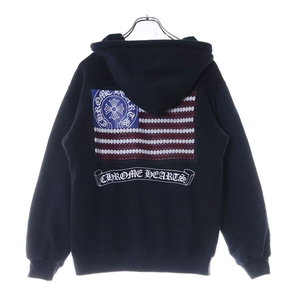 CHROME HEARTS(クロムハーツ) USA FLAG 星条旗 フラッグプリント ホースシュー ジップアップフーディー パーカー ブラック