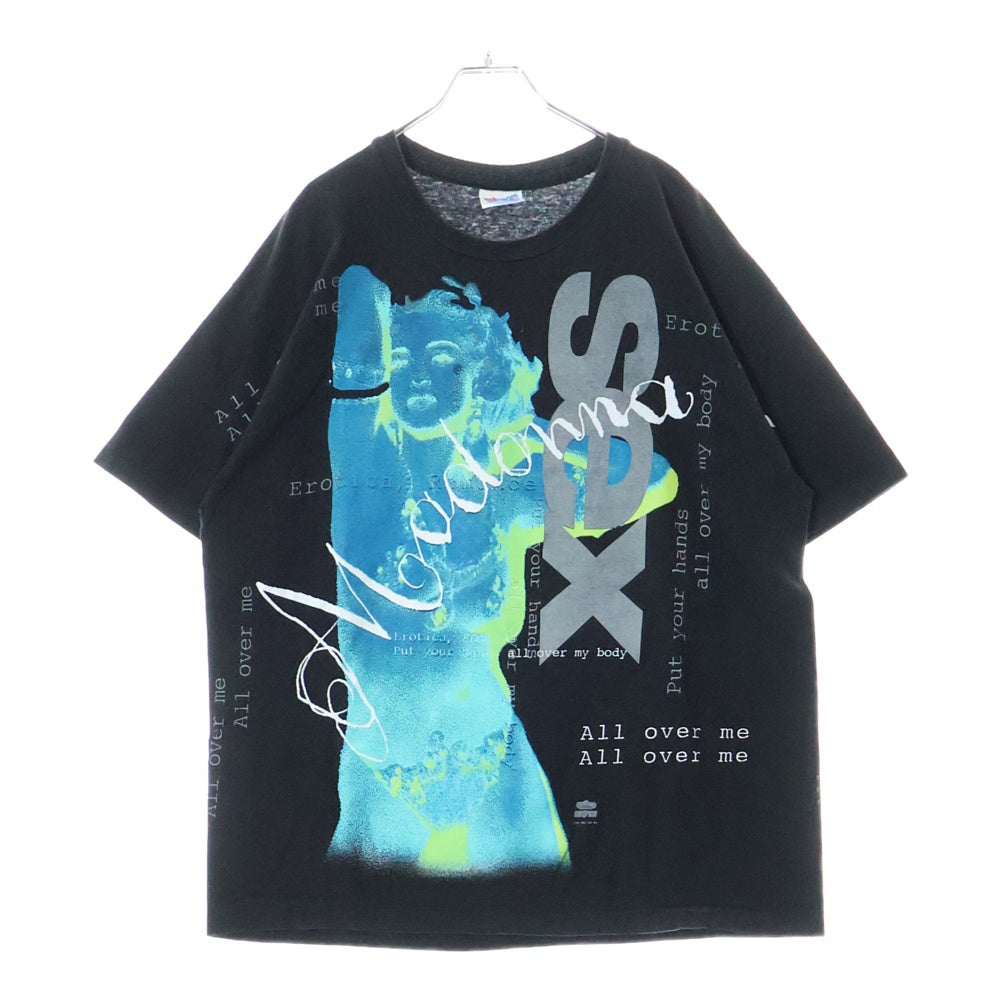 VINTAGE(ヴィンテージ) 90's MADONNA SEX BACK BACK STAGE PASS マンドンナ オーバープリント半袖Tシャツ カットソー ブラック