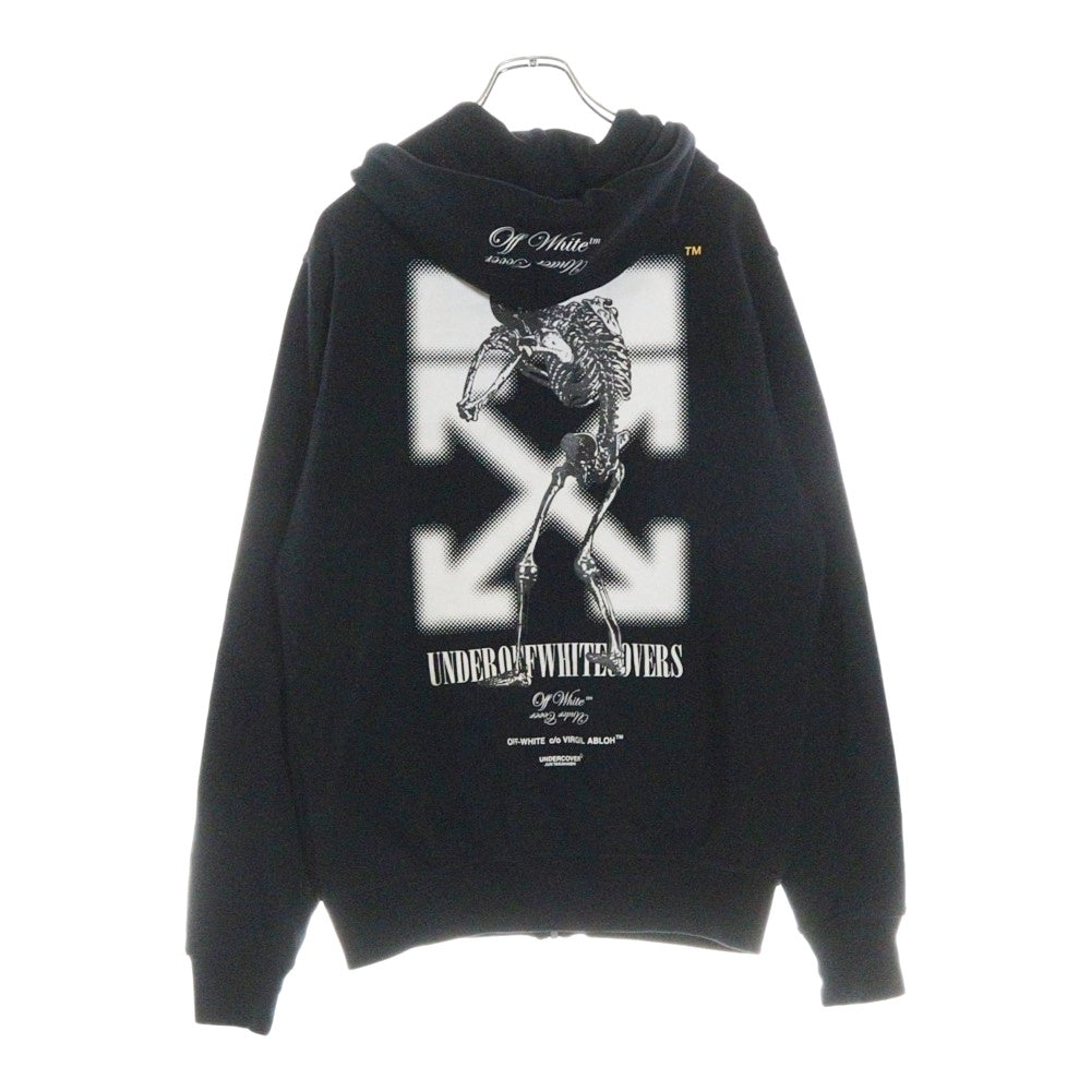OFF-WHITE(オフホワイト) 19AW ×UNDERCOVER SKELETON RVRS ZIP HOODIE アンダーカバー スケルトン ジップフーディー パーカー ブラック OMBE002G19762010