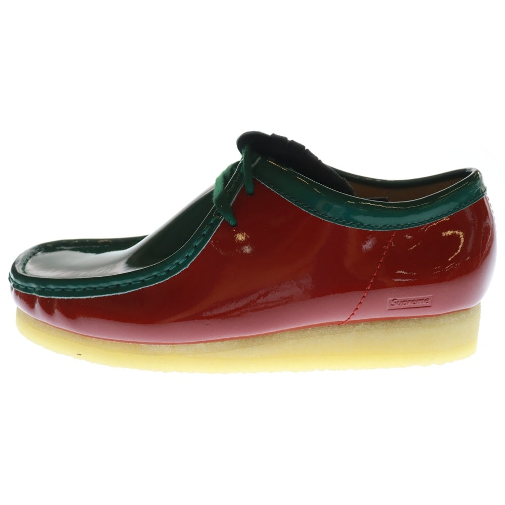 SUPREME(シュプリーム) 24SS ×Clarks Patent Leather Wallabee クラークス パテントレザーワラビー ローカットシューズ レッド/グリーン US8/26cm