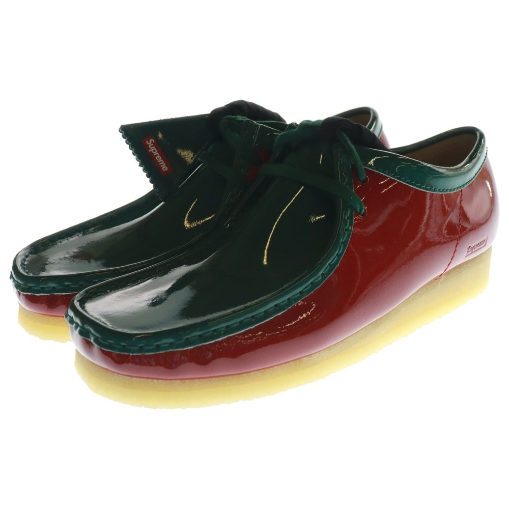 SUPREME(シュプリーム) 24SS ×Clarks Patent Leather Wallabee クラークス パテントレザーワラビー ローカットシューズ レッド/グリーン US8/26cm