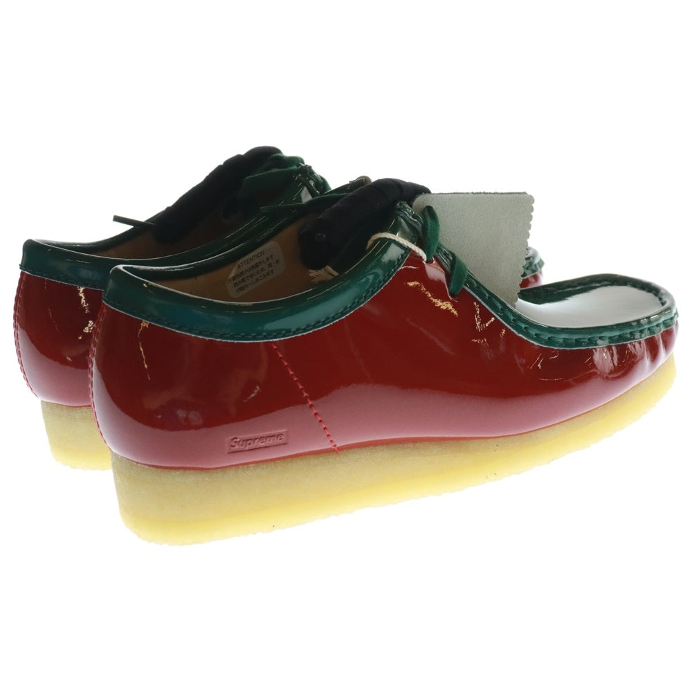 SUPREME(シュプリーム) 24SS ×Clarks Patent Leather Wallabee クラークス パテントレザーワラビー ローカットシューズ レッド/グリーン US8/26cm