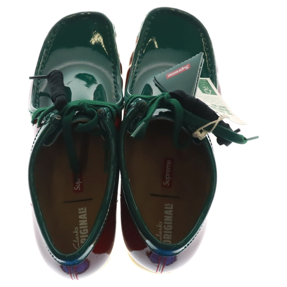 SUPREME(シュプリーム) 24SS ×Clarks Patent Leather Wallabee クラークス パテントレザーワラビー ローカットシューズ レッド/グリーン US8/26cm
