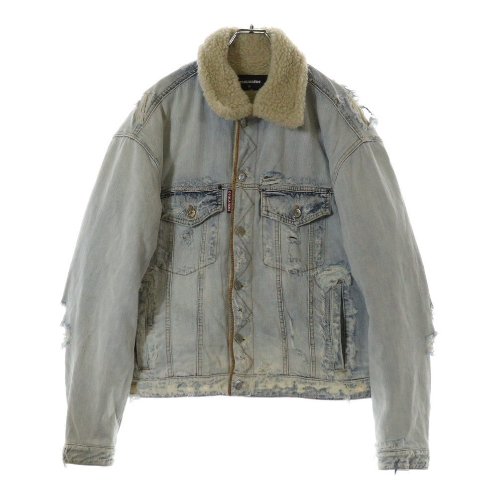 DSQUARED2(ディースクエアード) Destroyed Denim Jacket デストロイド 内側ボア デニムジャケット インディゴ S71AN0466