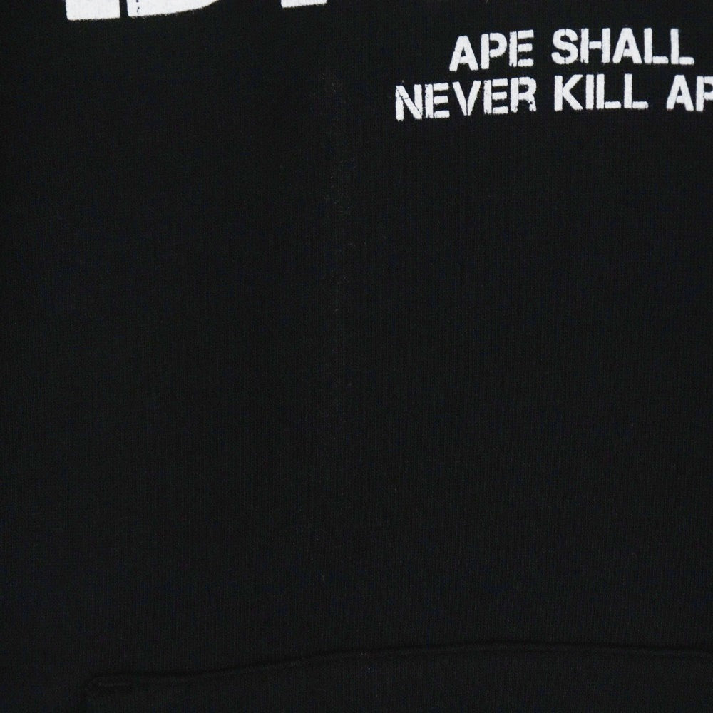 A BATHING APE(アベイシングエイプ) BAPE プリントロゴスウェットプルオーバーパーカー ブラック 001GDL201010H