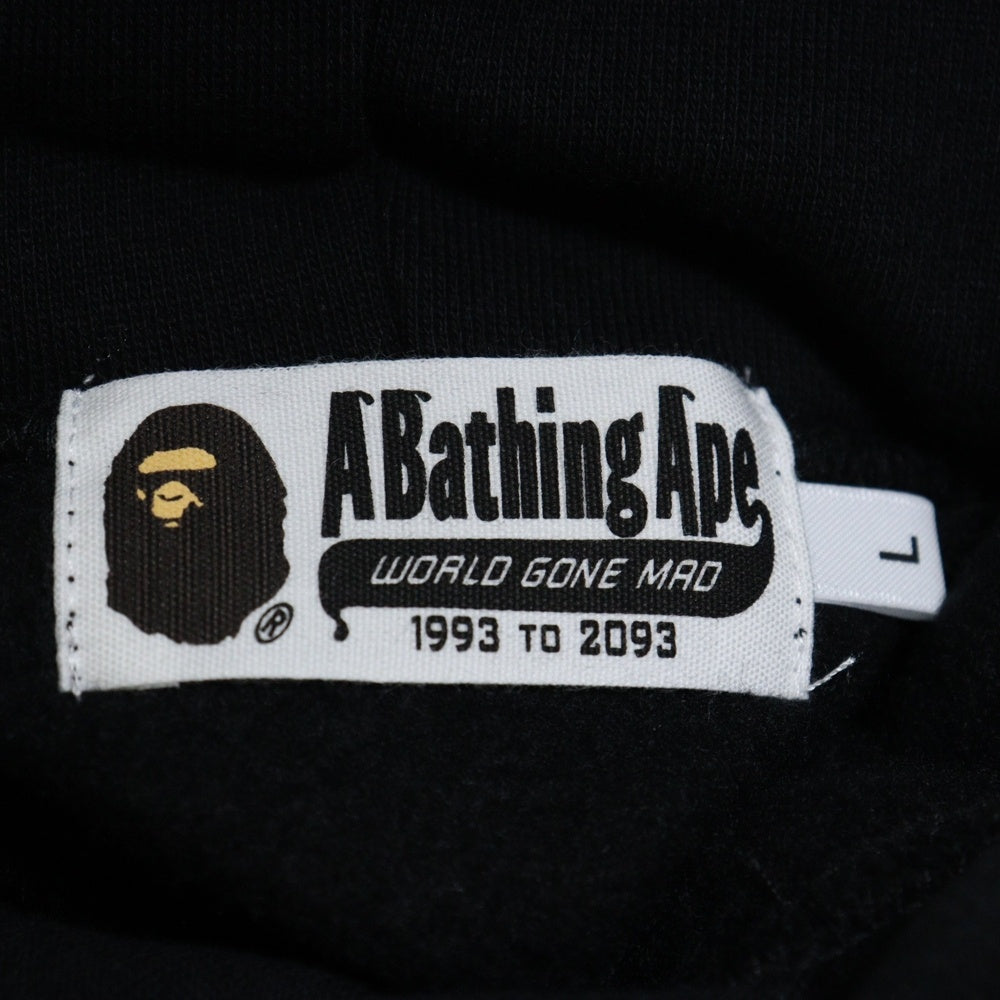 A BATHING APE(アベイシングエイプ) BAPE プリントロゴスウェットプルオーバーパーカー ブラック 001GDL201010H