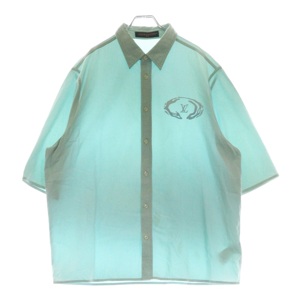 LOUIS VUITTON(ルイヴィトン) LOUIS VUITTON ルイヴィトン 23AW シグネチャーロゴプリントボタンフライ半袖シャツ RM232Q YH4 HPS53W ブルー
